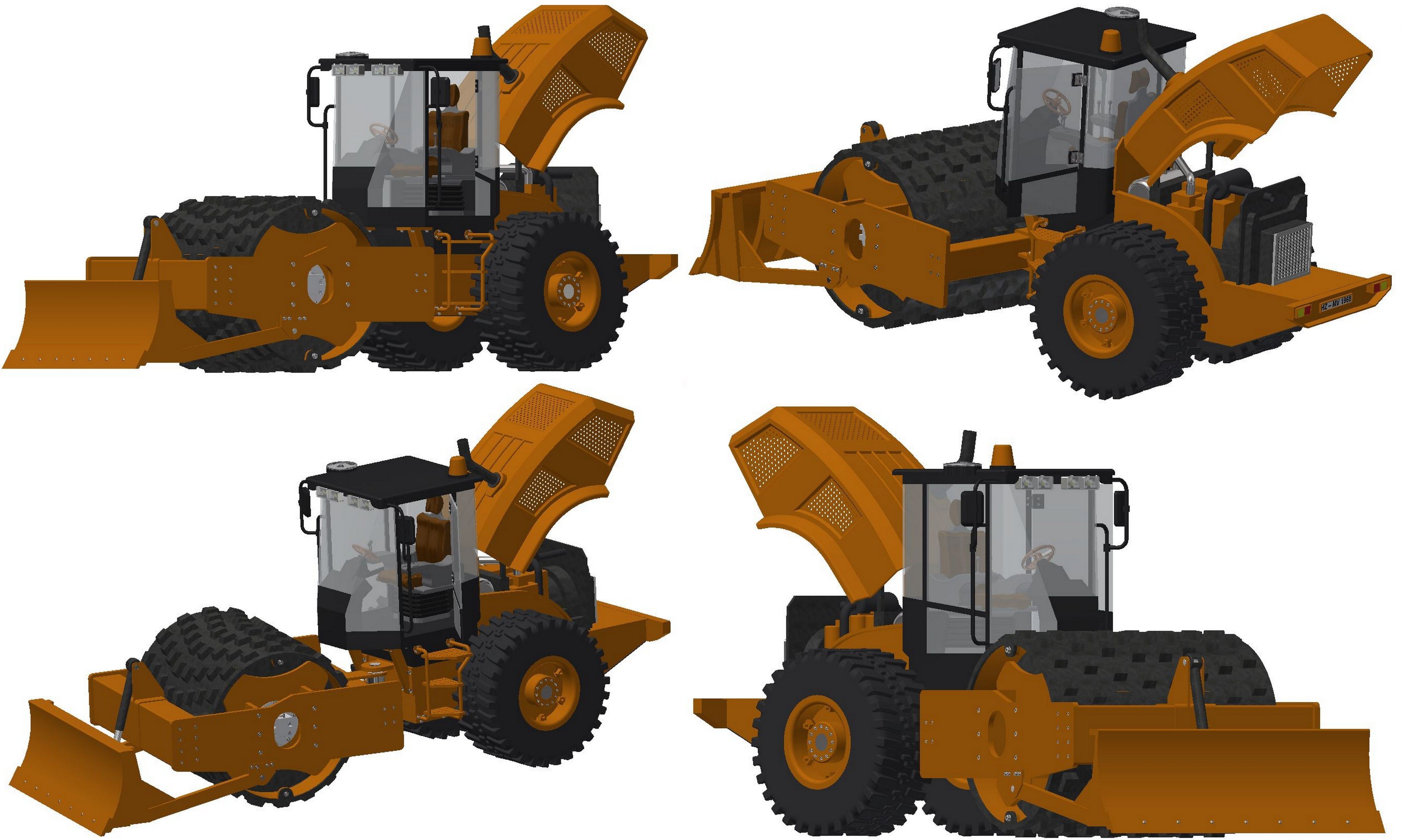 Heavy Equipment - road-roller 3D model