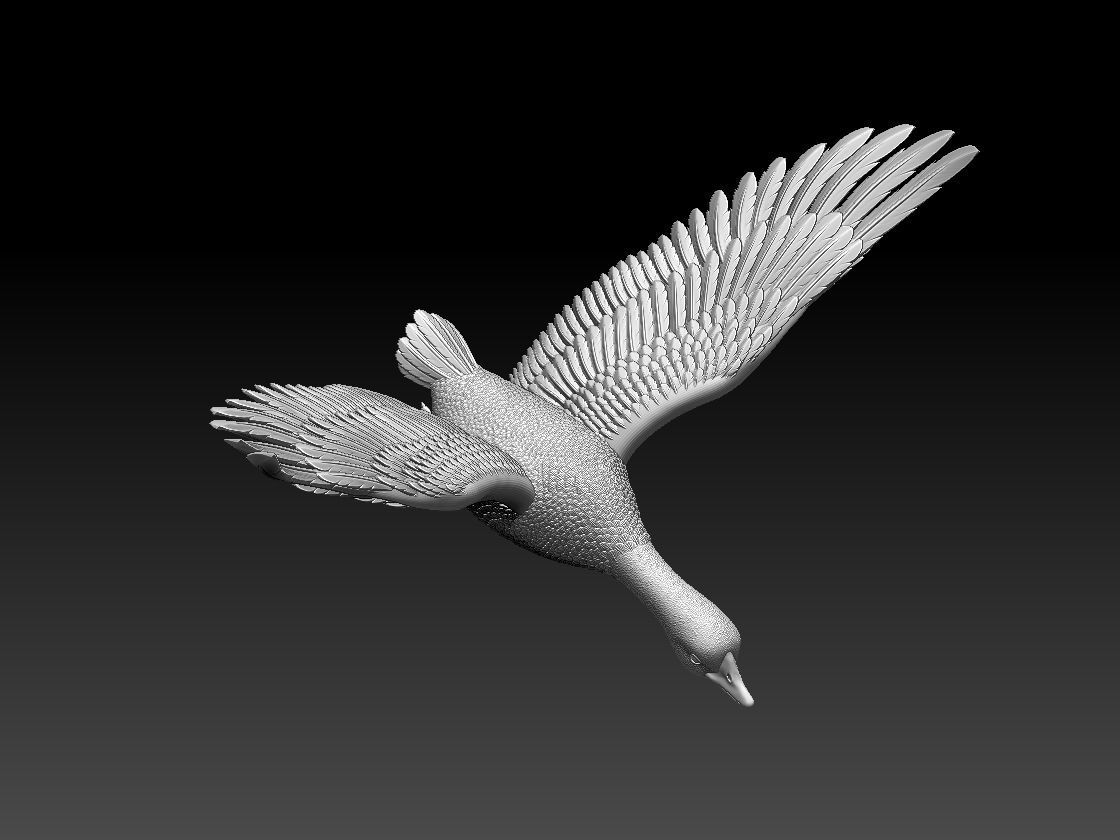 goose duck in flight 3D print model_9