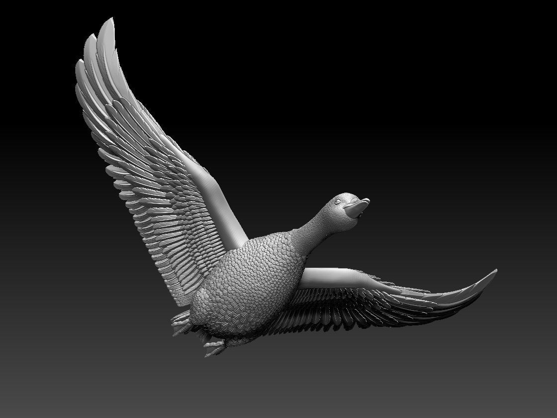goose duck in flight 3D print model_3