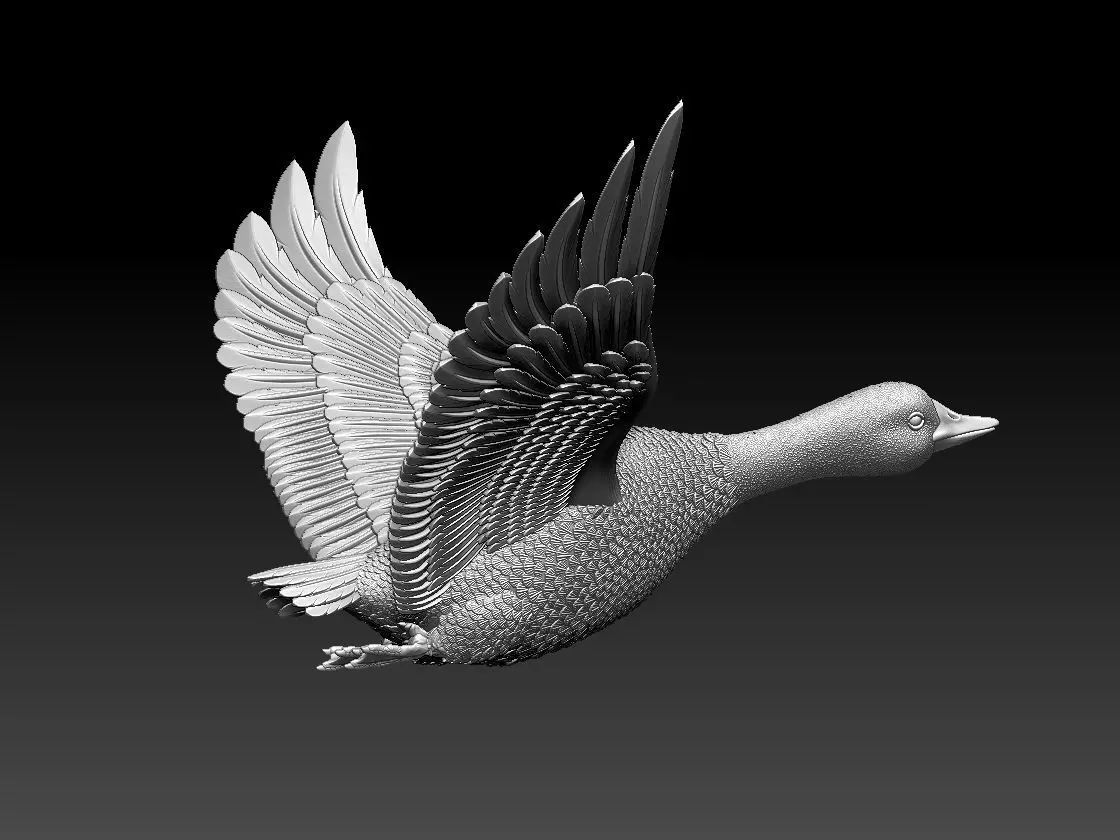 goose duck in flight 3D print model_0