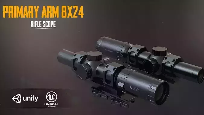 Primary Arms 8x24 RifleScope Low-poly 3D model