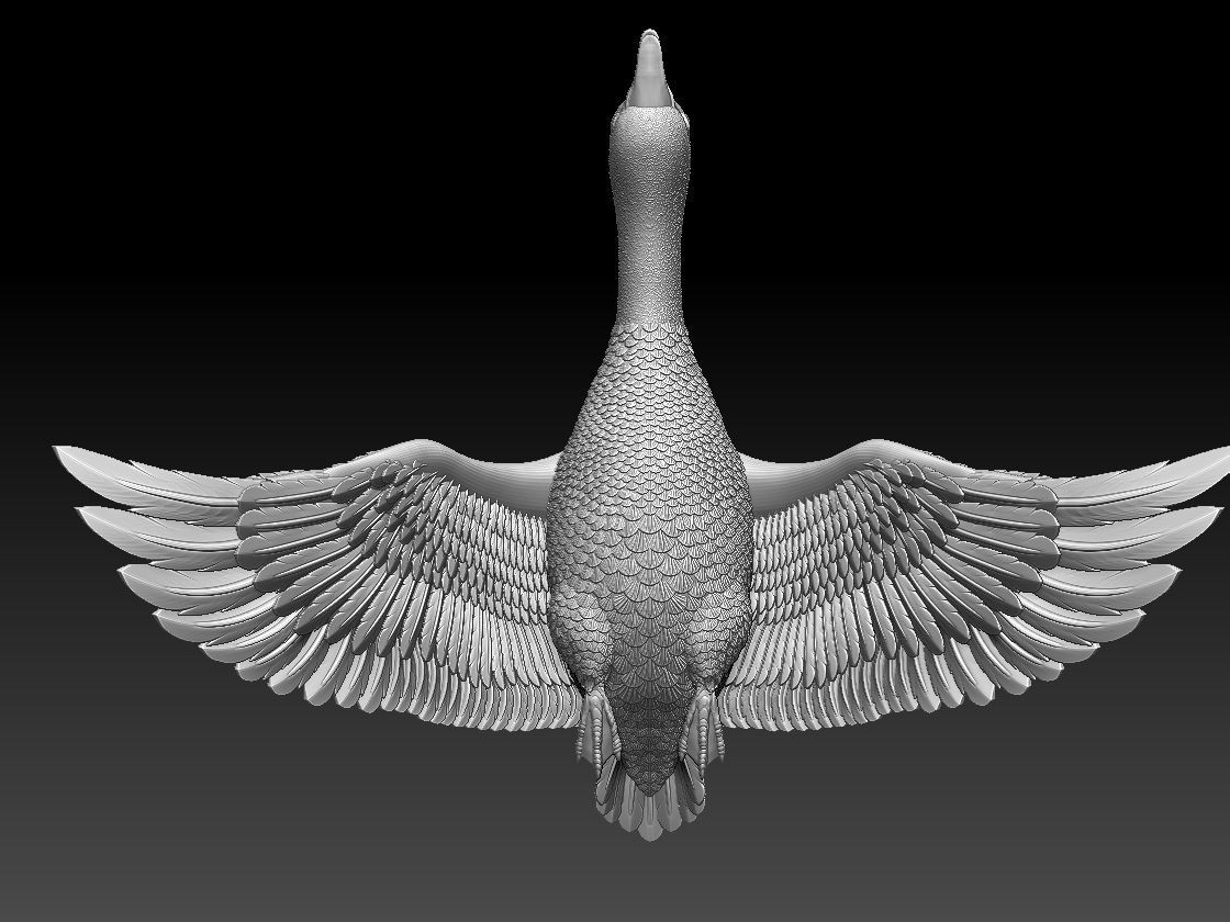 goose duck flying in air 3D print model_5