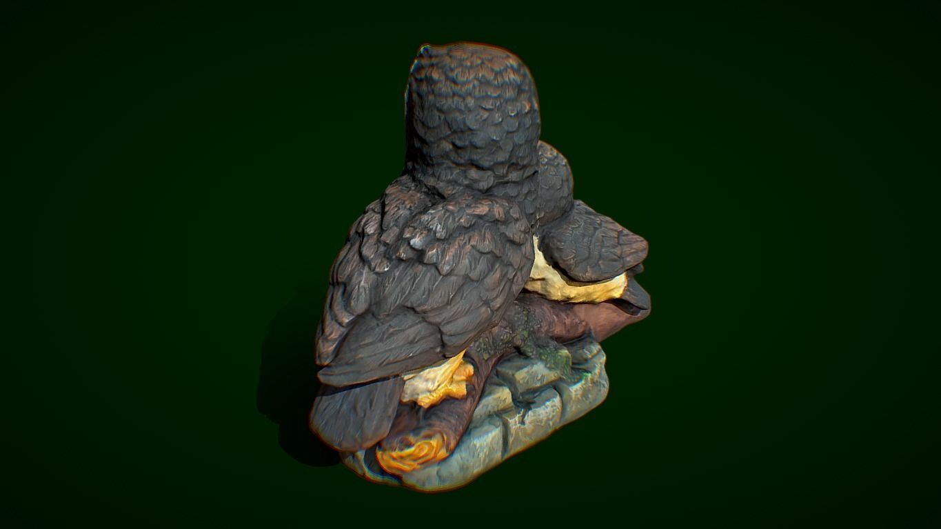 3D scan of owls figurines - photogrammetry Low-poly 3D model_5