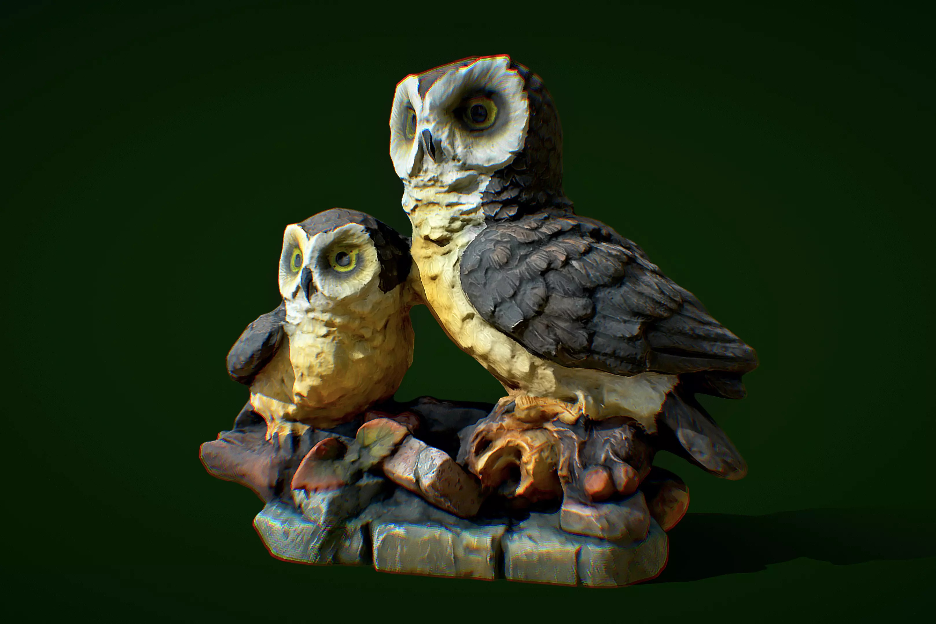 3D scan of owls figurines - photogrammetry Low-poly 3D model_0