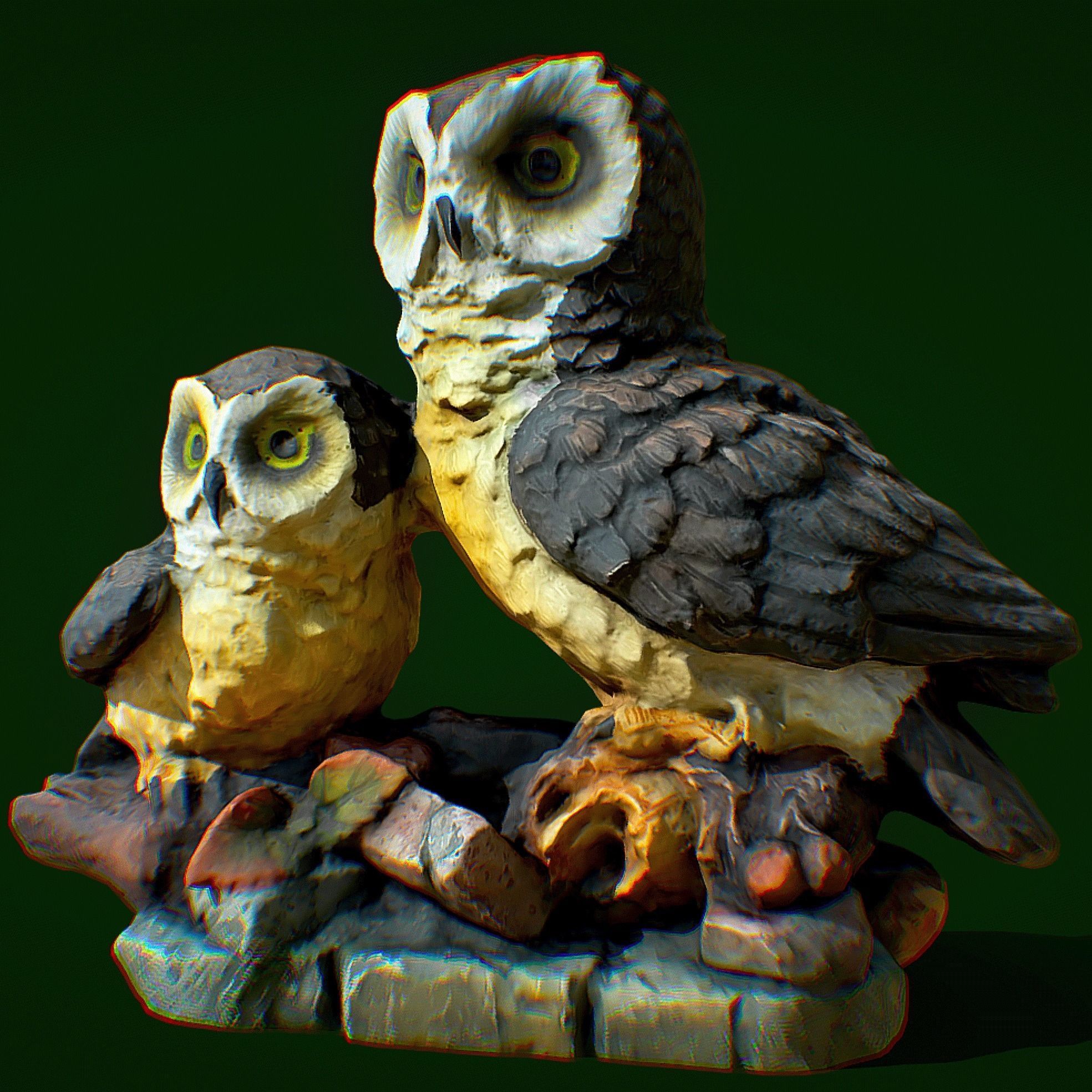 3D scan of owls figurines - photogrammetry Low-poly 3D model_1