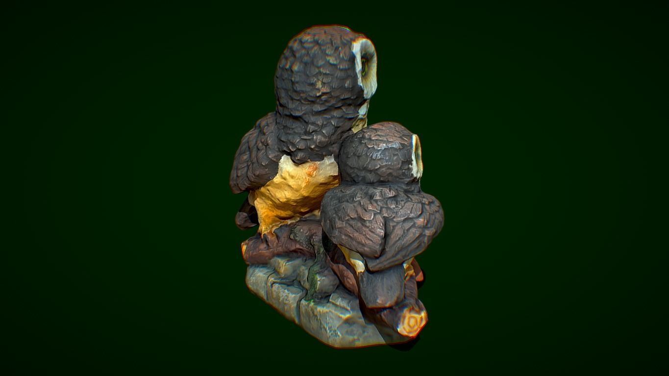 3D scan of owls figurines - photogrammetry Low-poly 3D model_4