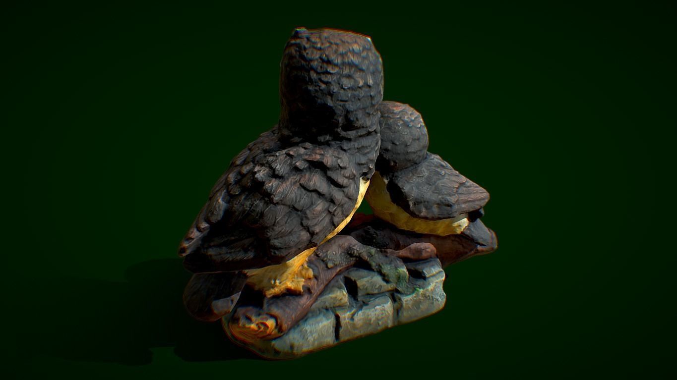 3D scan of owls figurines - photogrammetry Low-poly 3D model_3