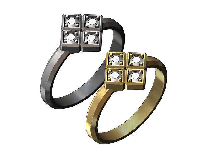 Simplistic 4 diamond cubes ring 3D print model