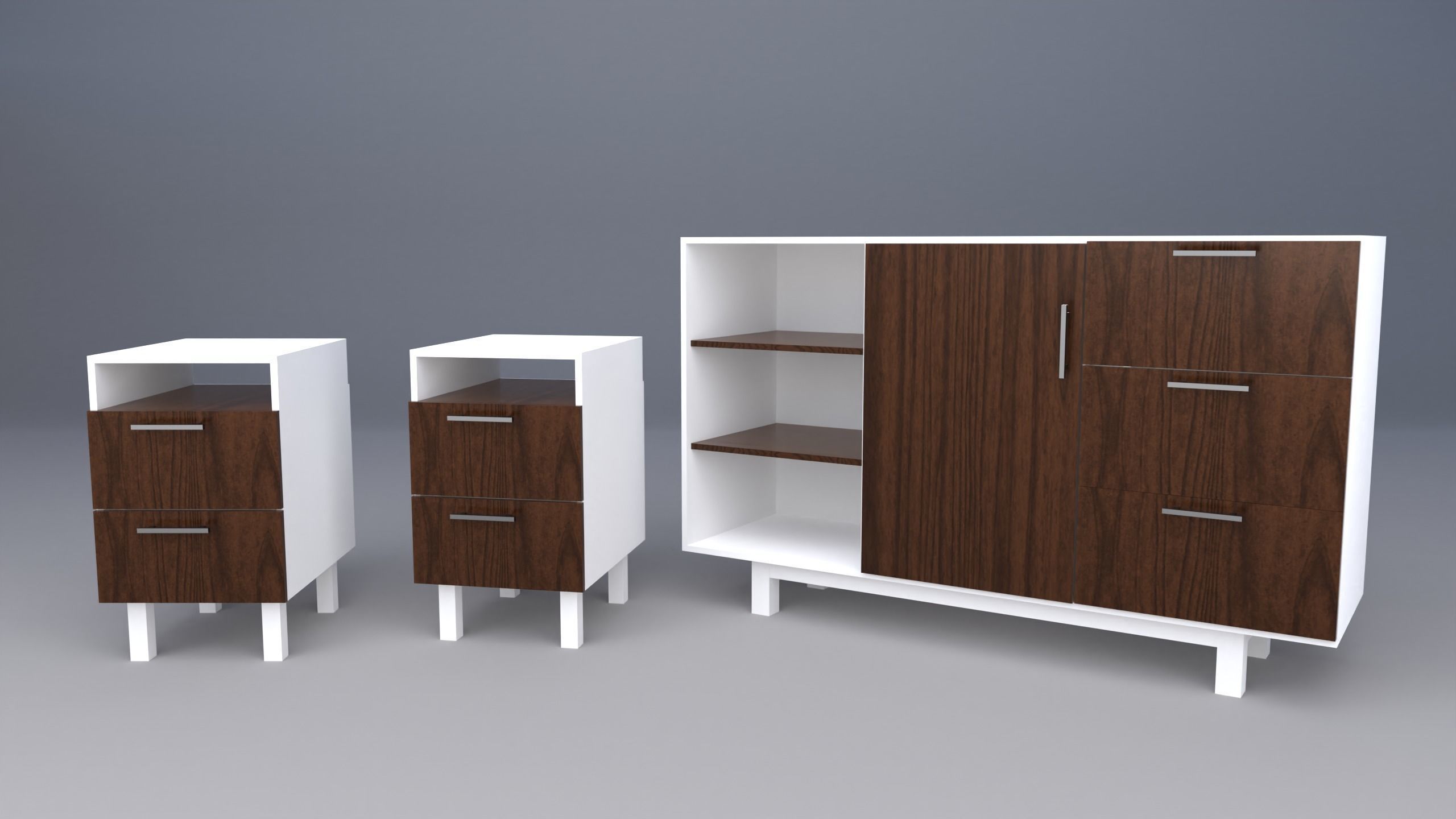 bedroom set with furniture 3D model_2