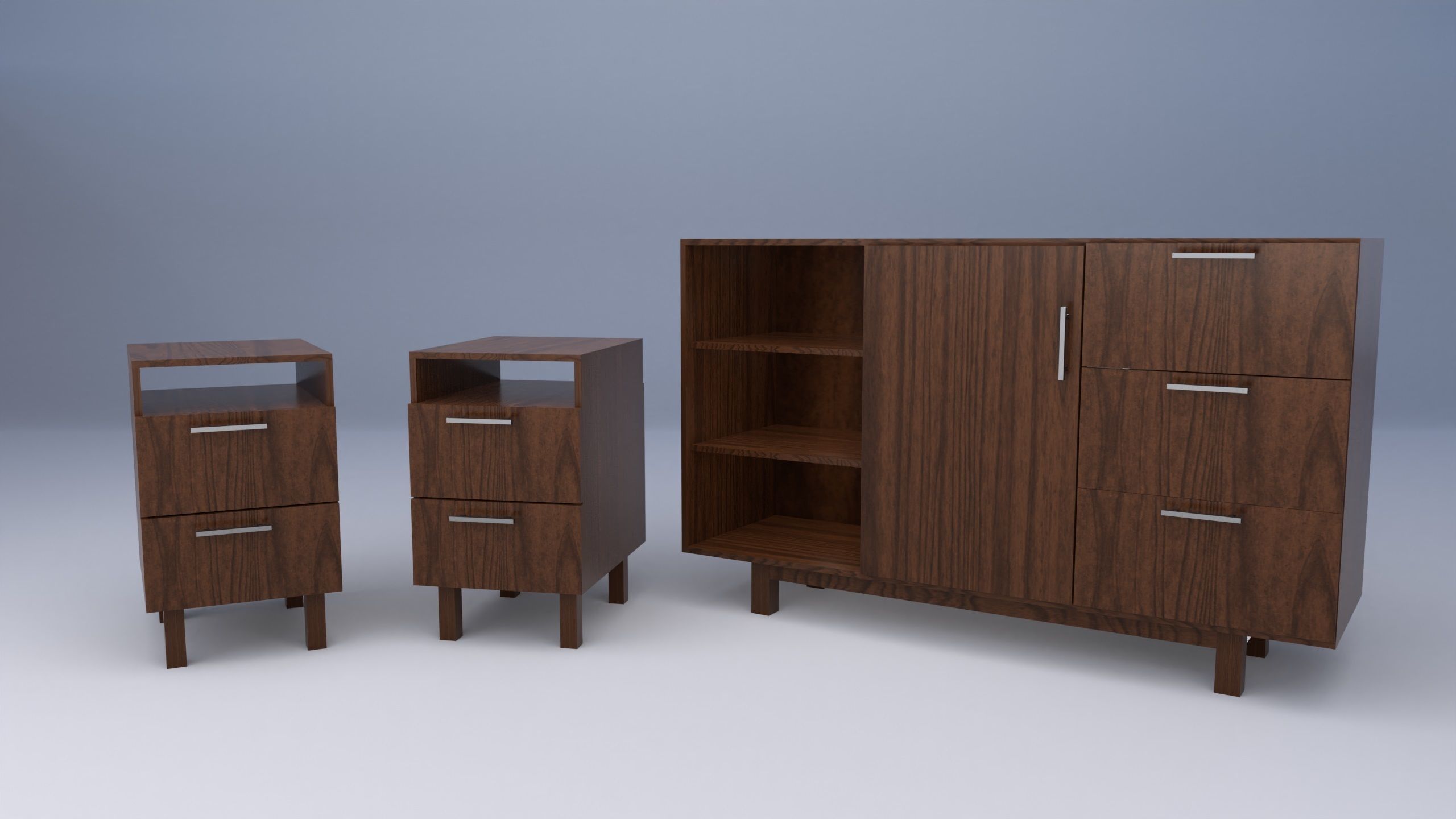bedroom set with furniture 3D model_4