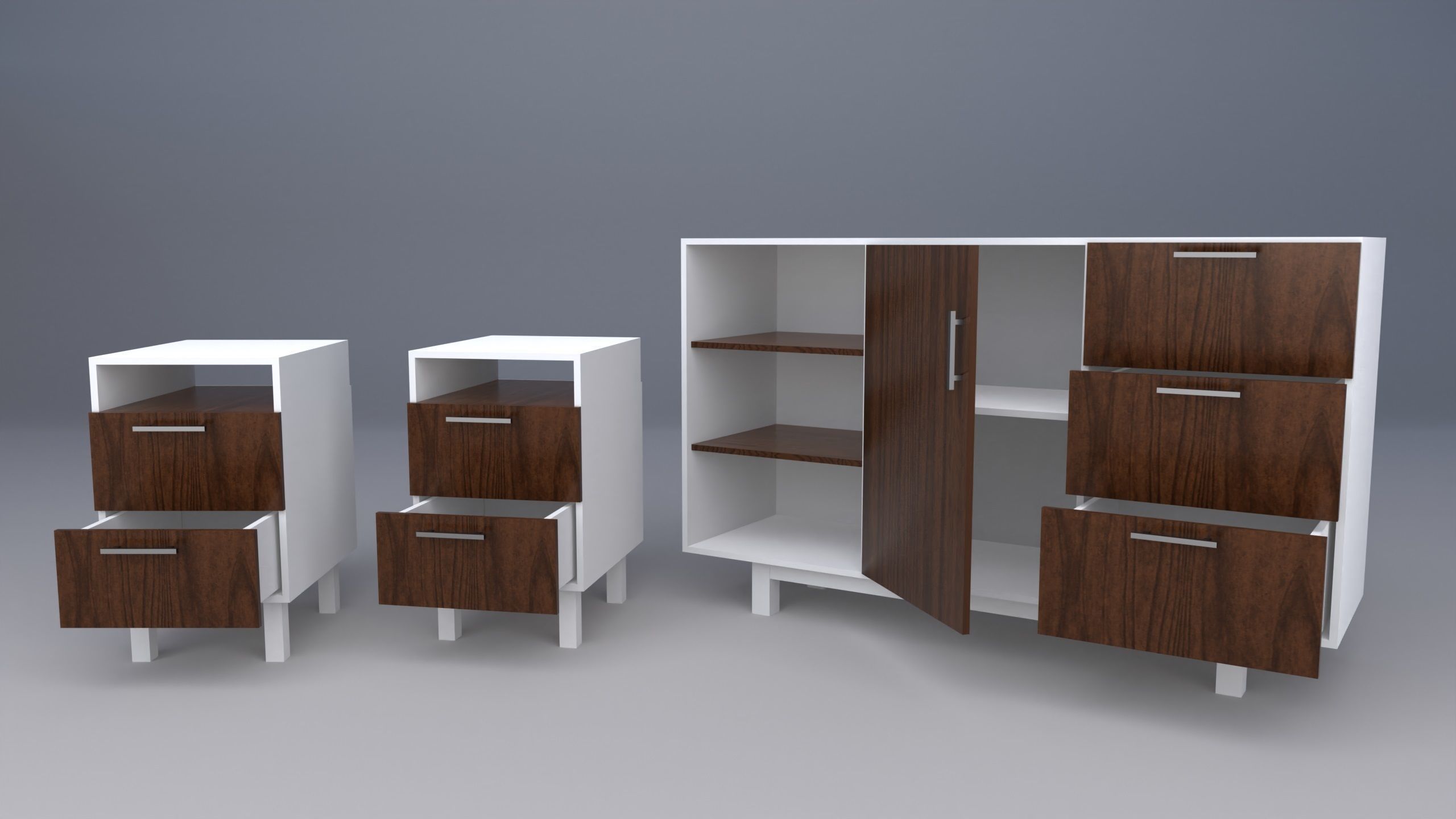 bedroom set with furniture 3D model_1