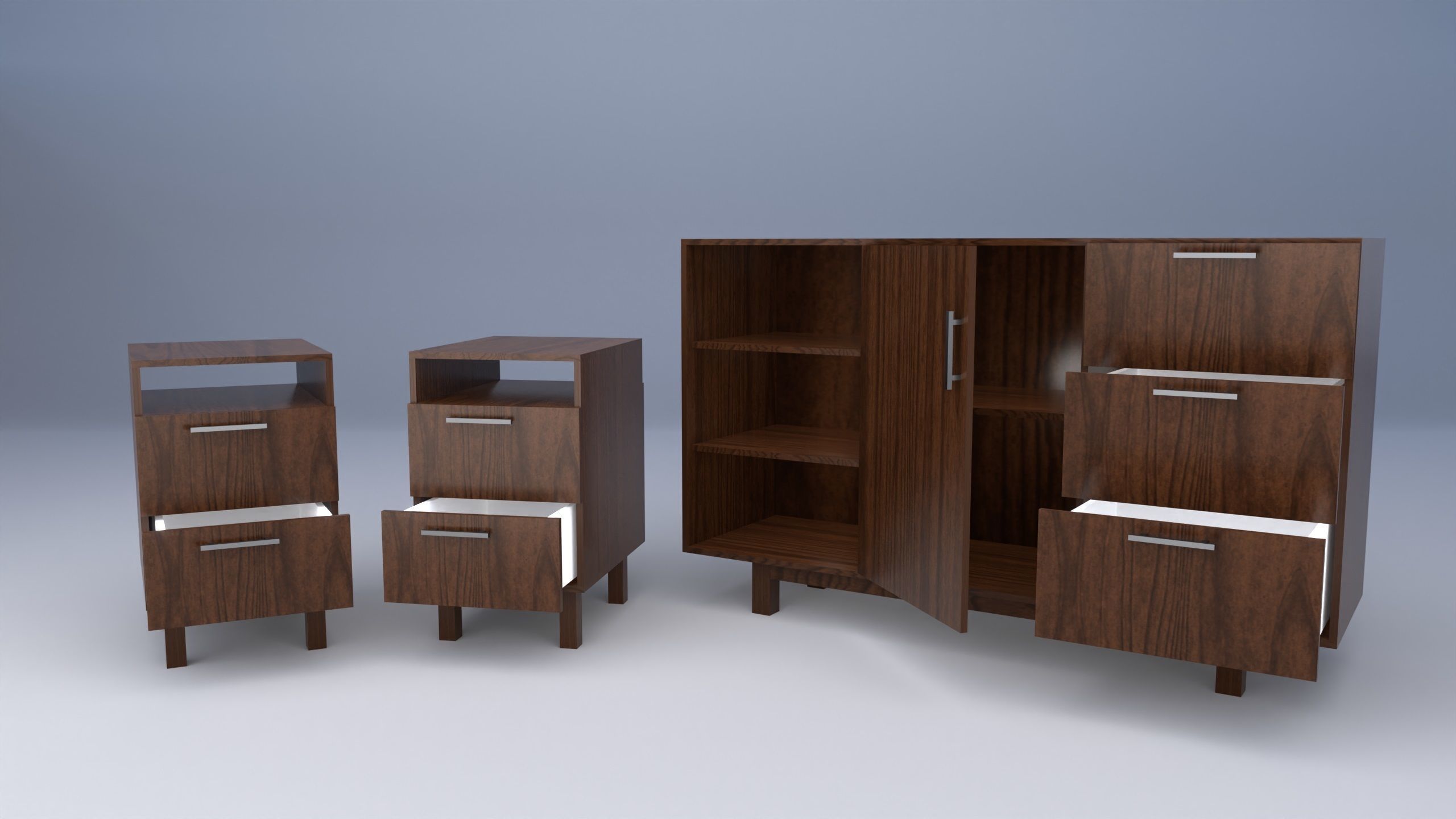 bedroom set with furniture 3D model_3