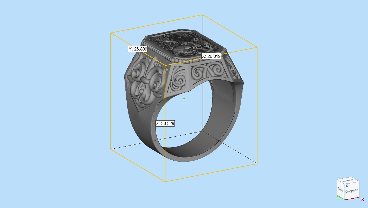 RGNG 3D print model gold ring with ornate design 3D print model_1