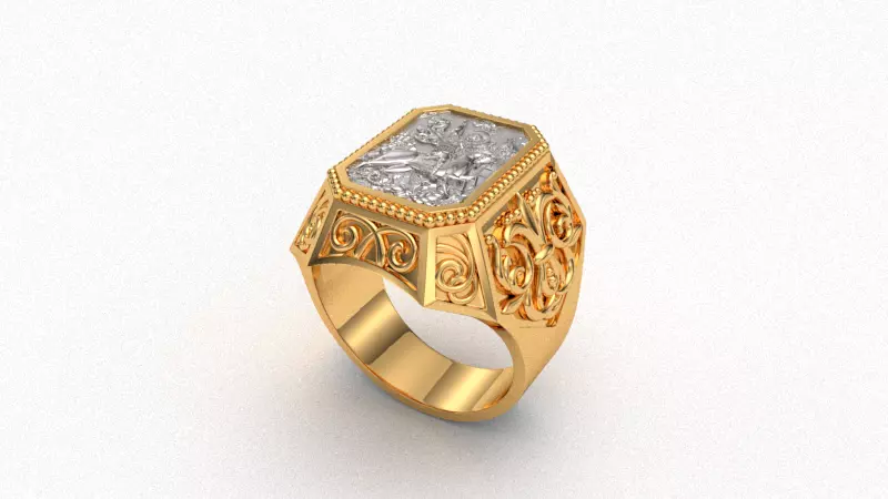 RGNG 3D print model gold ring with ornate design 3D print model_0