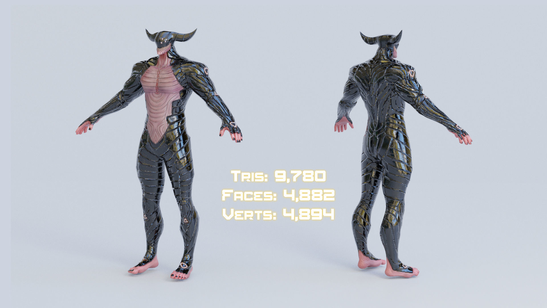 Low Poly - Cyborg Zodiac Theme - Taurus Low-poly 3D model_13