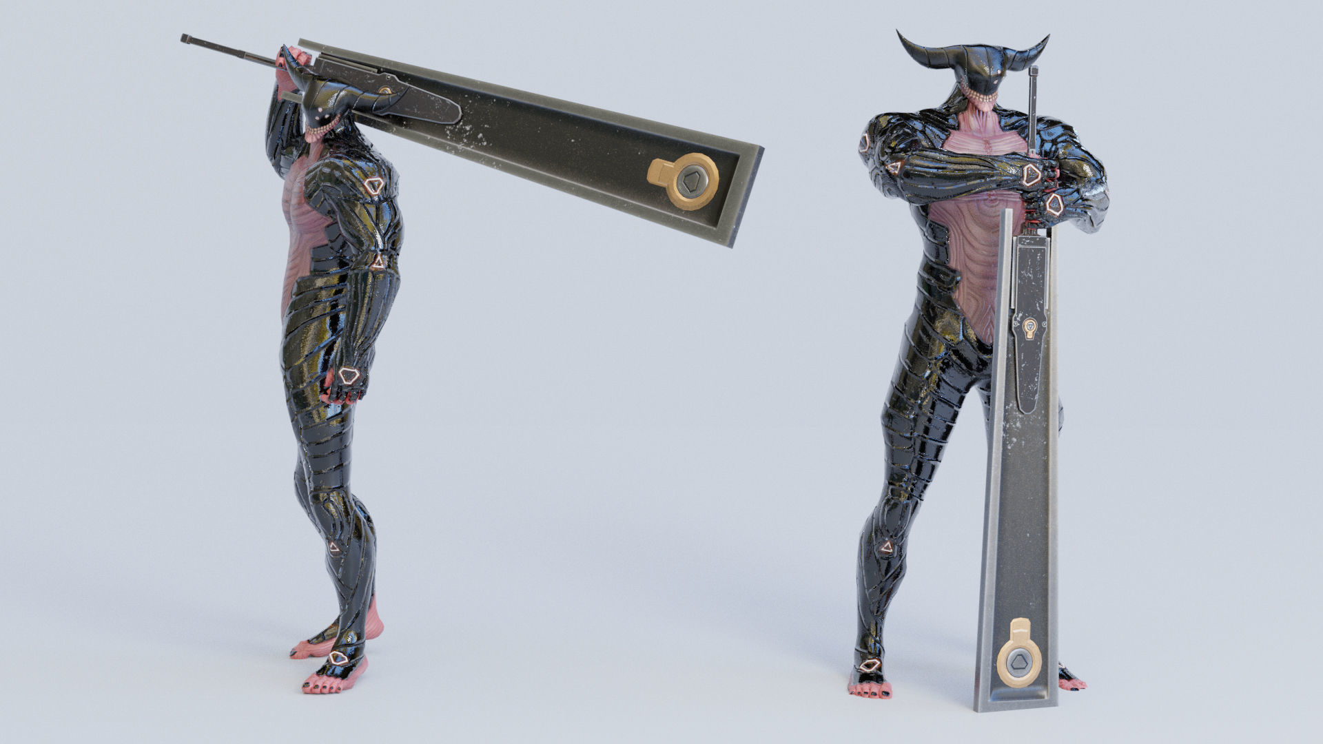 Low Poly - Cyborg Zodiac Theme - Taurus Low-poly 3D model_4