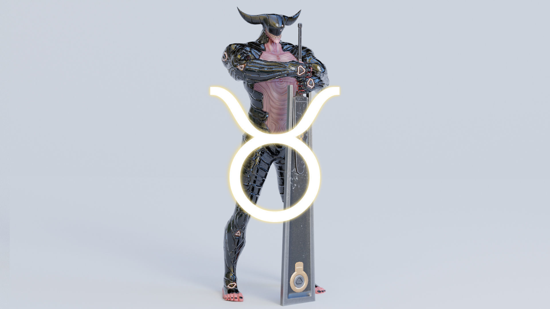 Low Poly - Cyborg Zodiac Theme - Taurus Low-poly 3D model_1