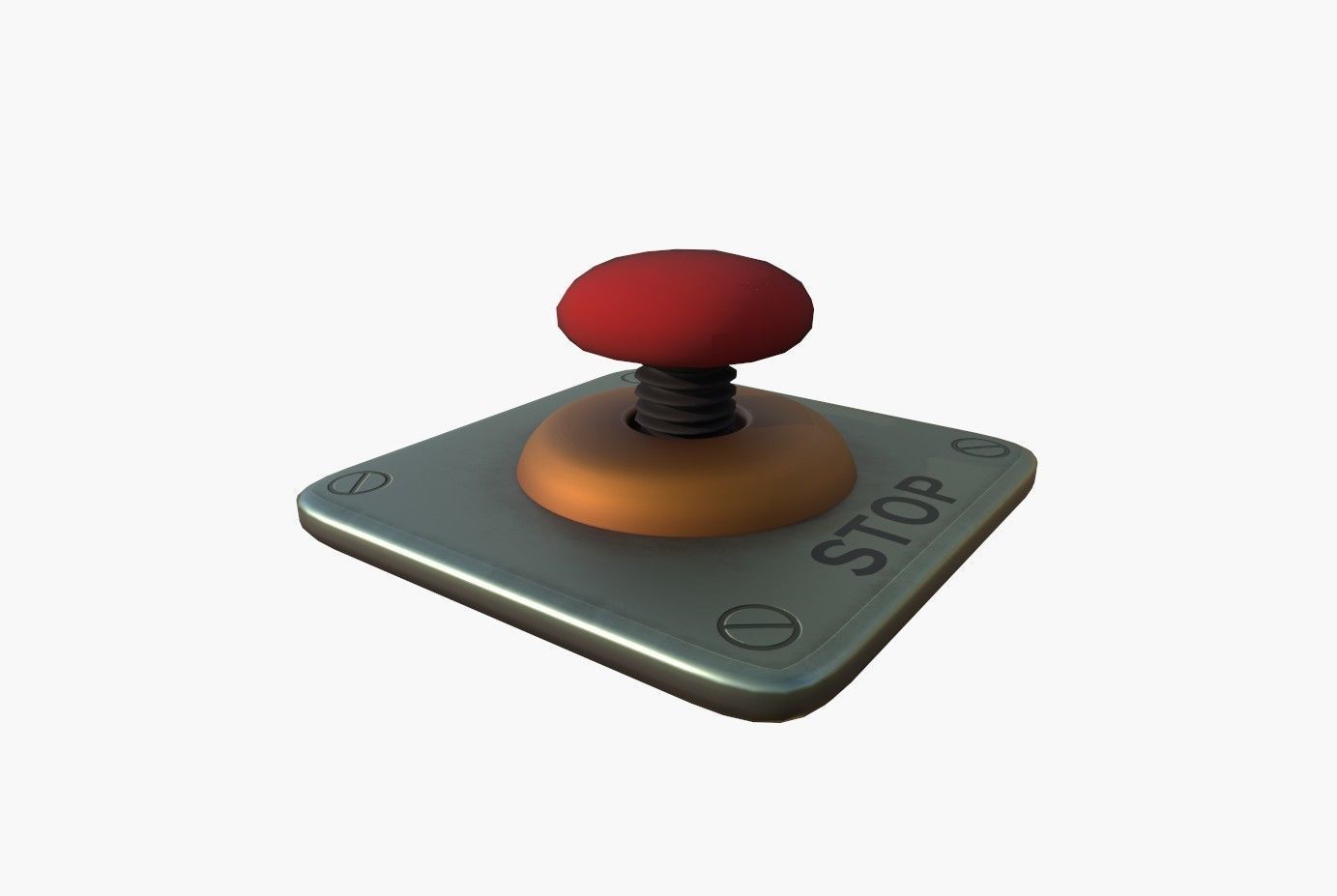 Stop Button Low-poly 3D model_1