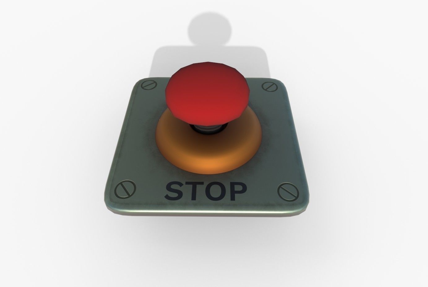 Stop Button Low-poly 3D model_2