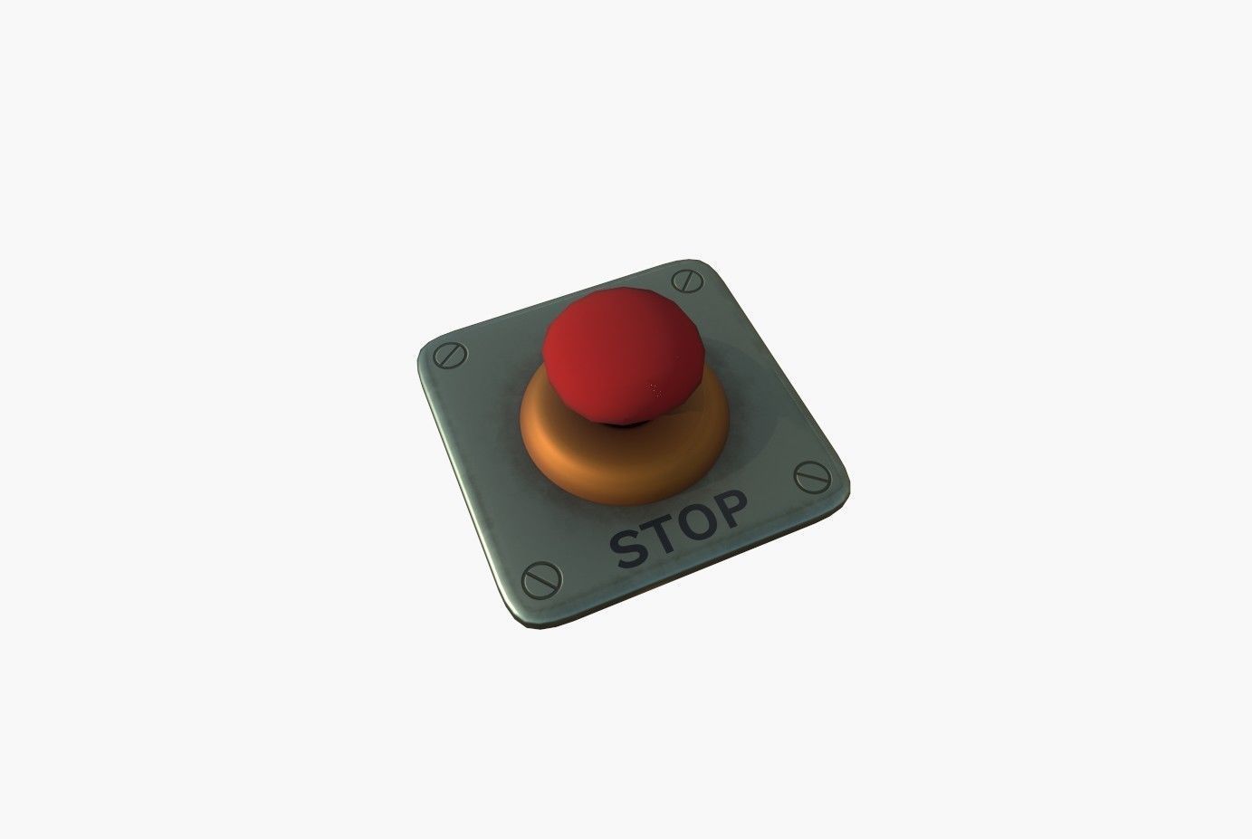 Stop Button Low-poly 3D model_16