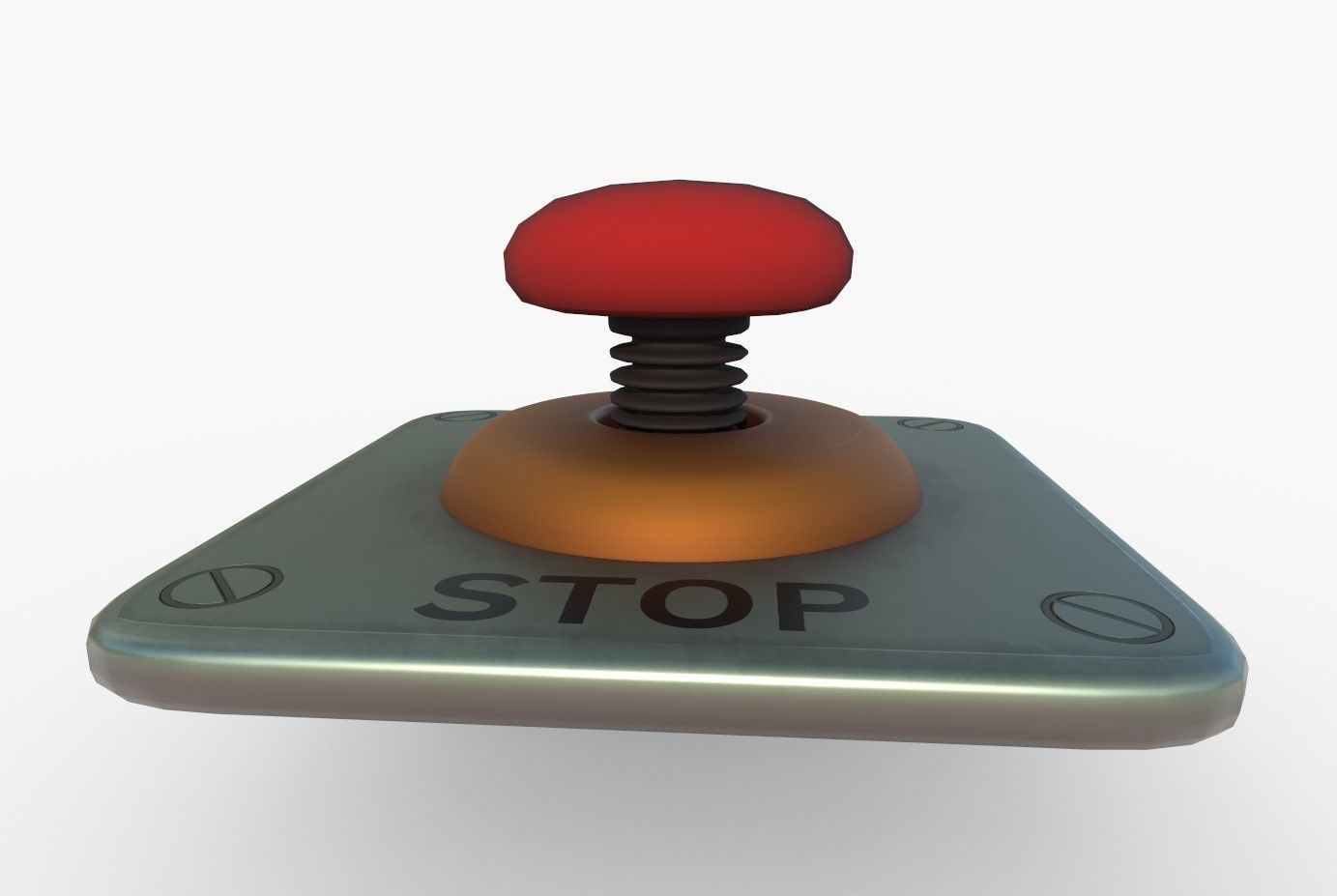 Stop Button Low-poly 3D model_7