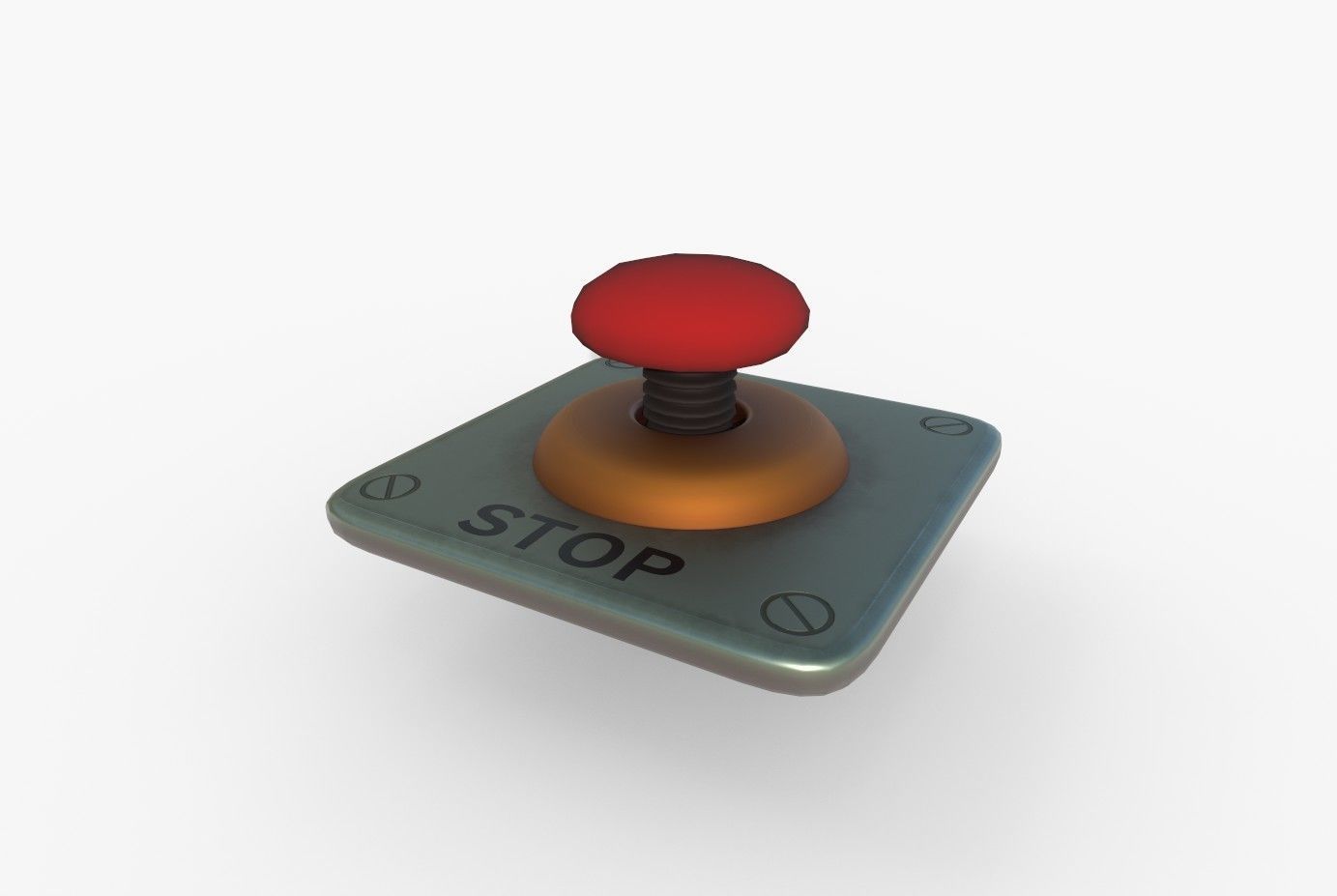 Stop Button Low-poly 3D model_3