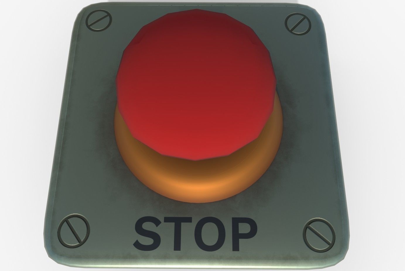 Stop Button Low-poly 3D model_10