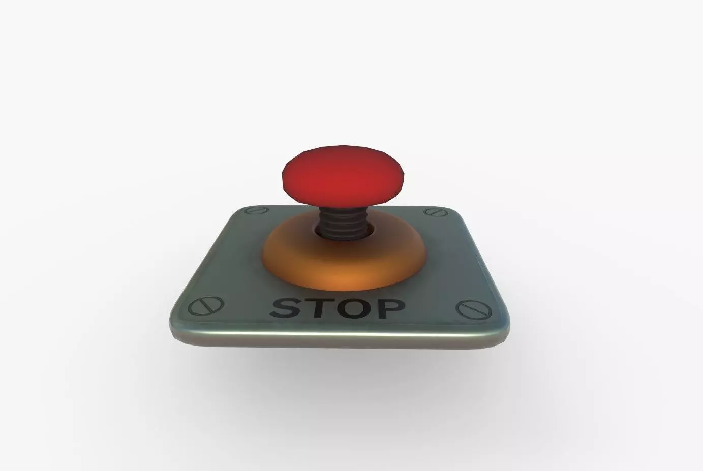 Stop Button Low-poly 3D model_0