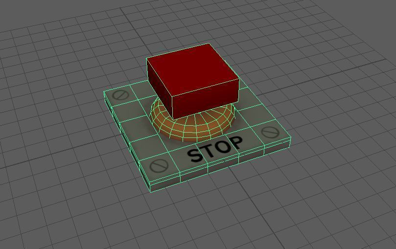 Stop Button Low-poly 3D model_5
