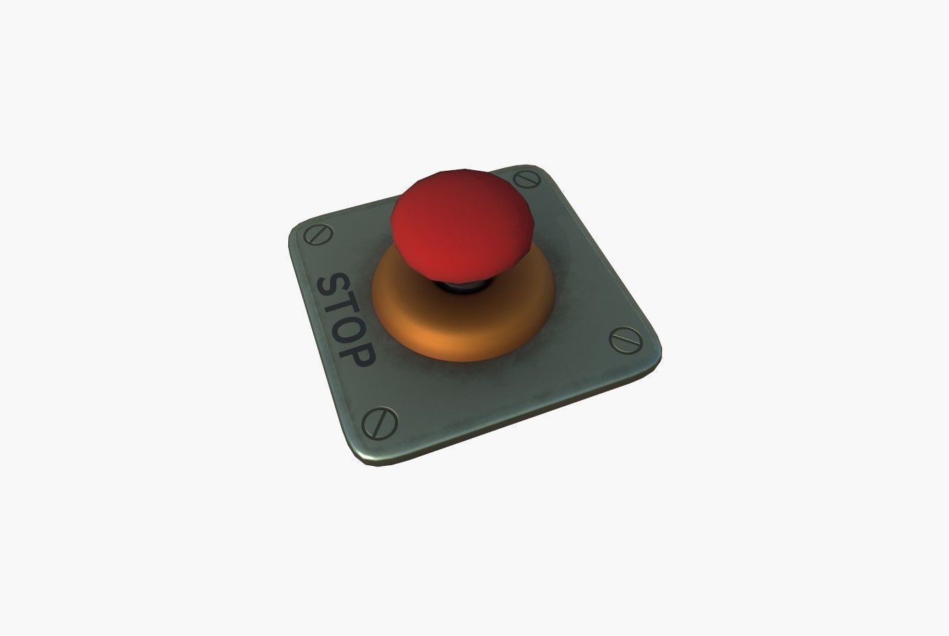 Stop Button Low-poly 3D model_8