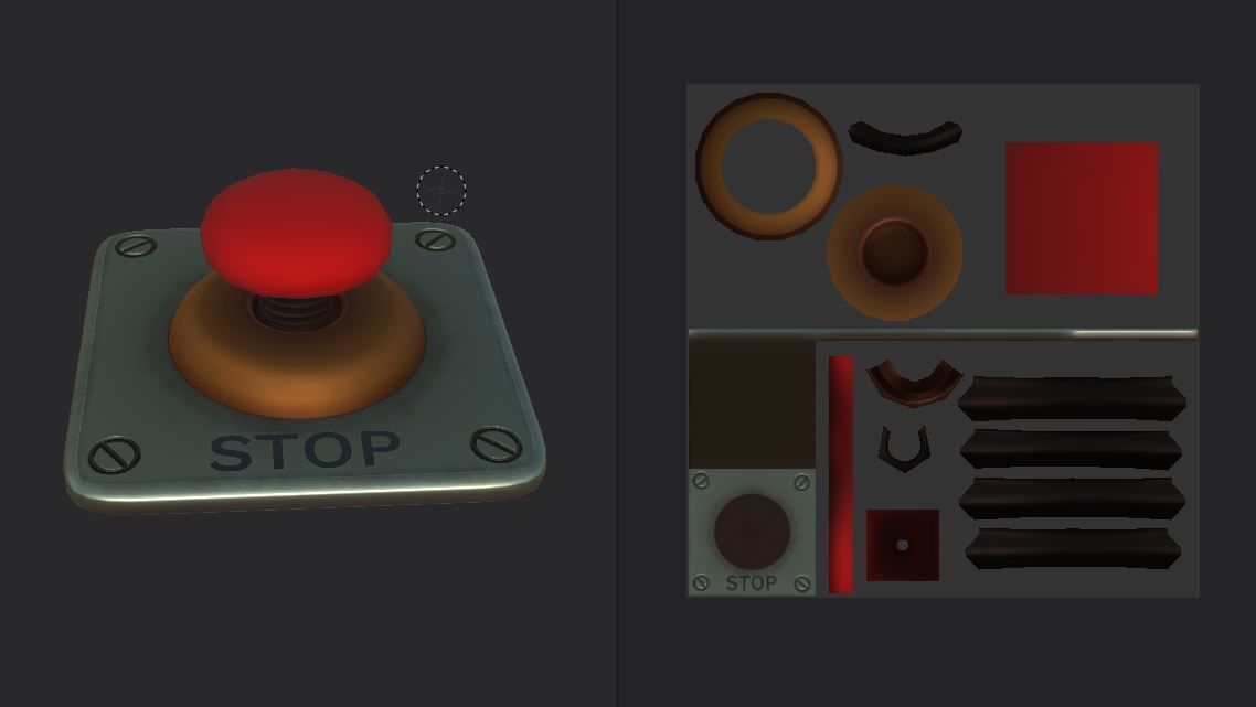 Stop Button Low-poly 3D model_4