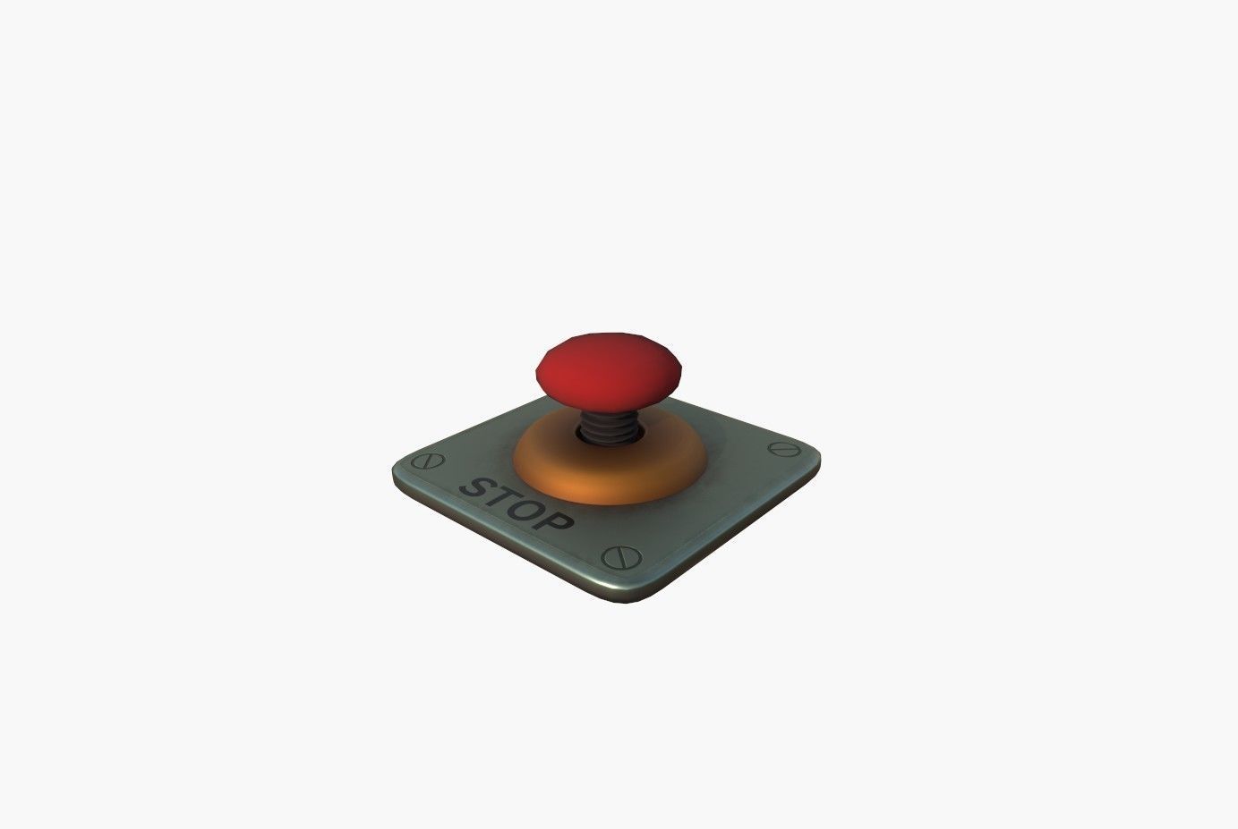 Stop Button Low-poly 3D model_17