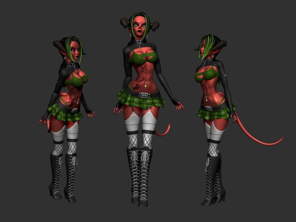 Female Demon Succubus 3D print ready 3D print model_7