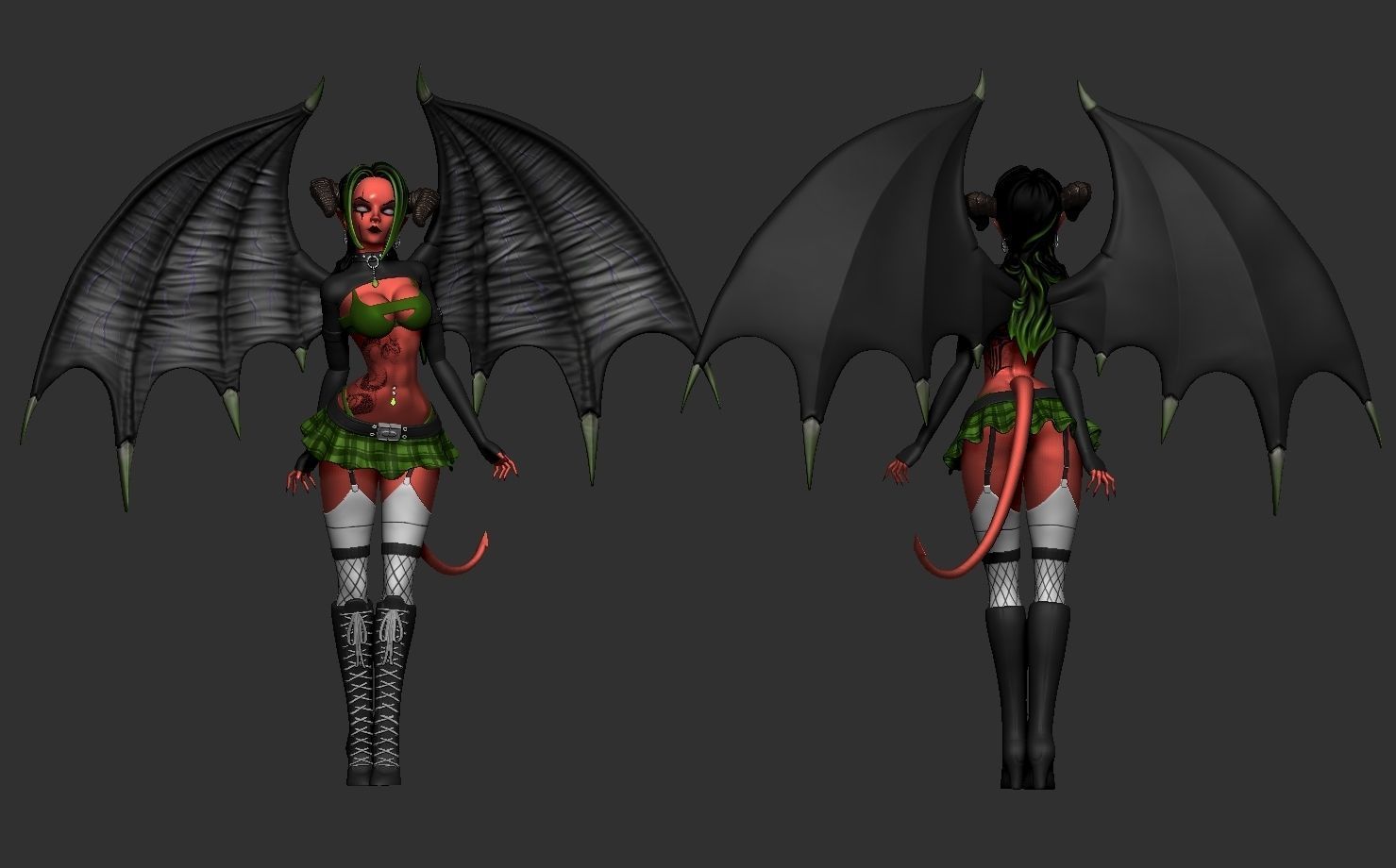 Female Demon Succubus 3D print ready 3D print model_6