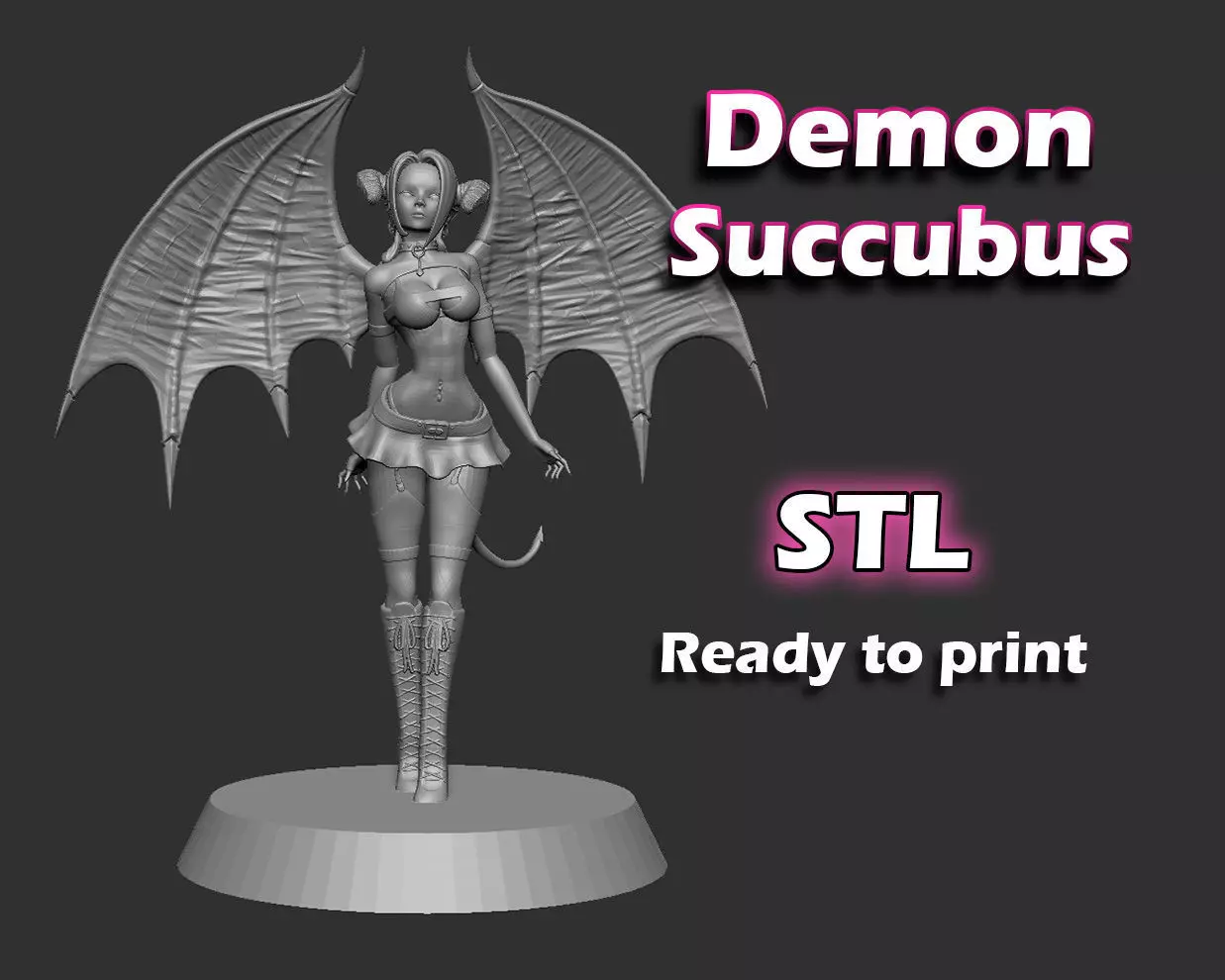 Female Demon Succubus 3D print ready 3D print model_0