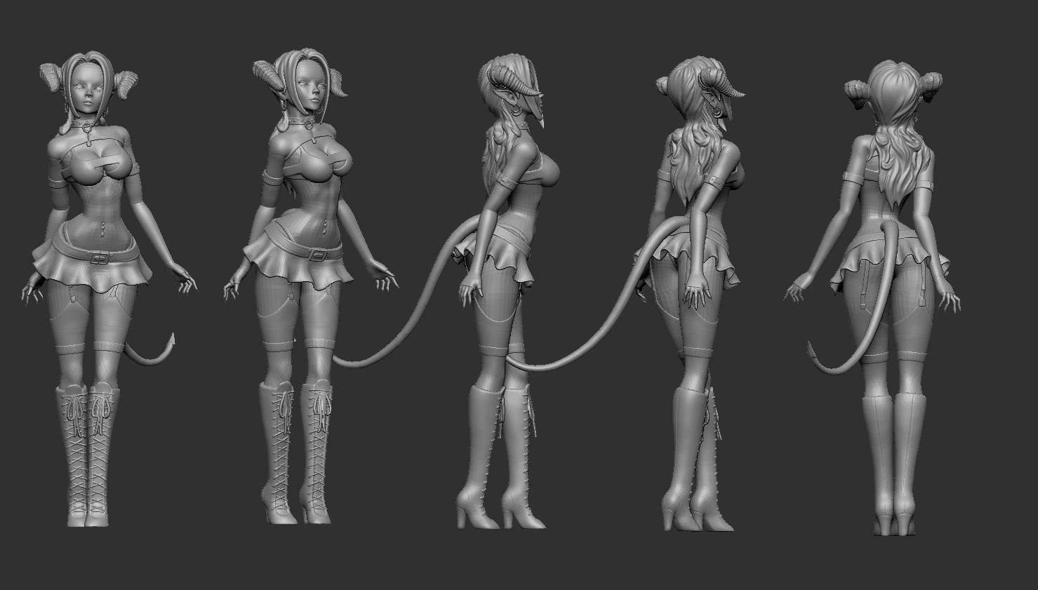 Female Demon Succubus 3D print ready 3D print model_4