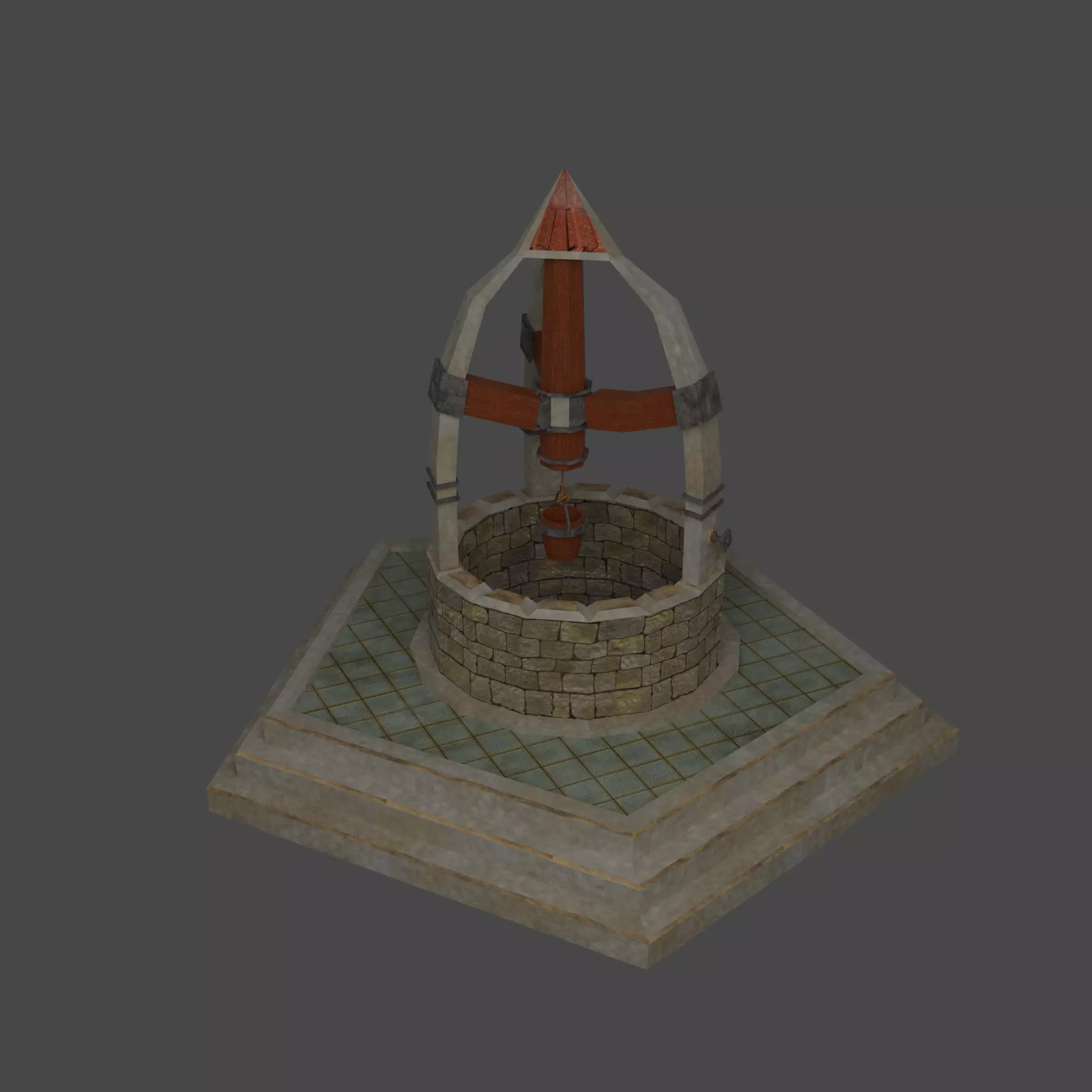 Water well 01 Free low-poly 3D model_0