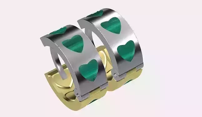 earings   simple   heart enamel e00018 3D print model