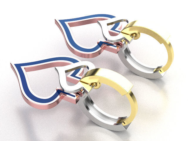 earings   simple   heart enamel e00018 3D print model_6
