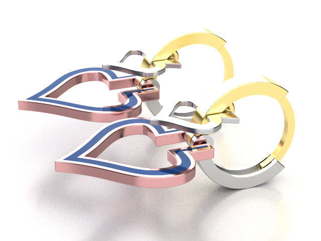 earings   simple   heart enamel e00018 3D print model_5