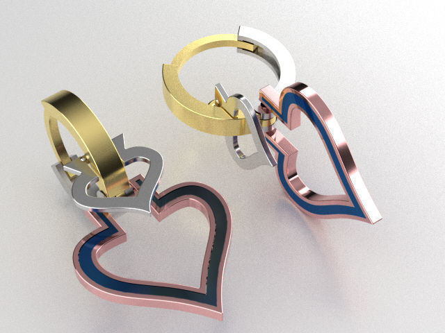 earings   simple   heart enamel e00018 3D print model_11