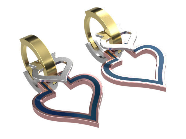 earings   simple   heart enamel e00018 3D print model_12