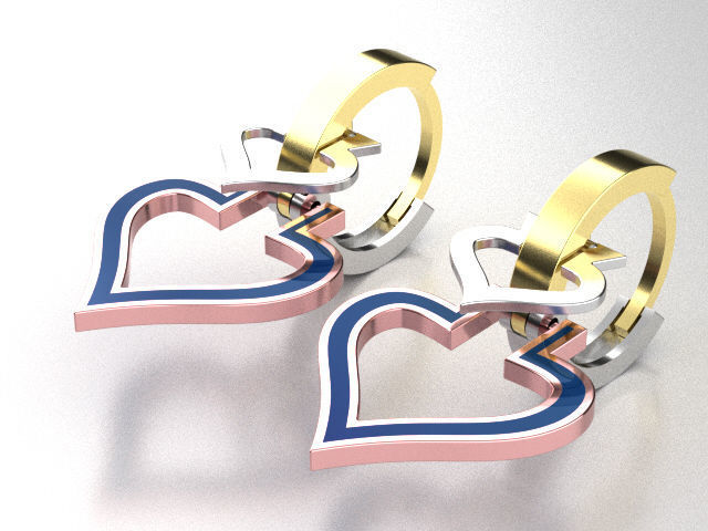 earings   simple   heart enamel e00018 3D print model_4