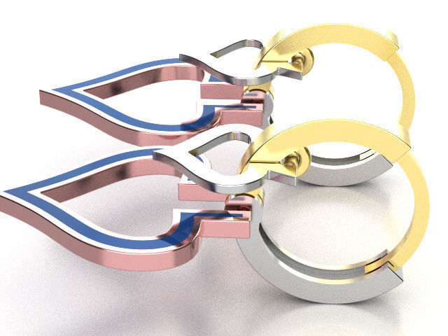 earings   simple   heart enamel e00018 3D print model_9