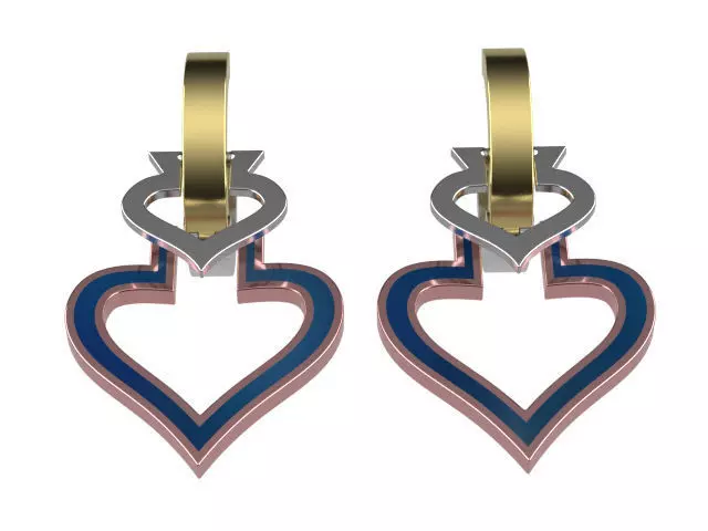 earings   simple   heart enamel e00018 3D print model_0