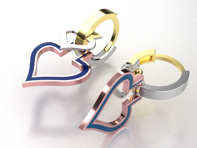 earings   simple   heart enamel e00018 3D print model_10