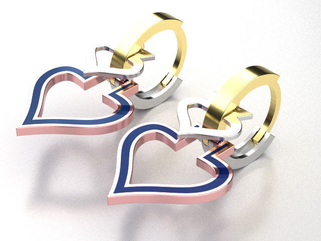 earings   simple   heart enamel e00018 3D print model_8