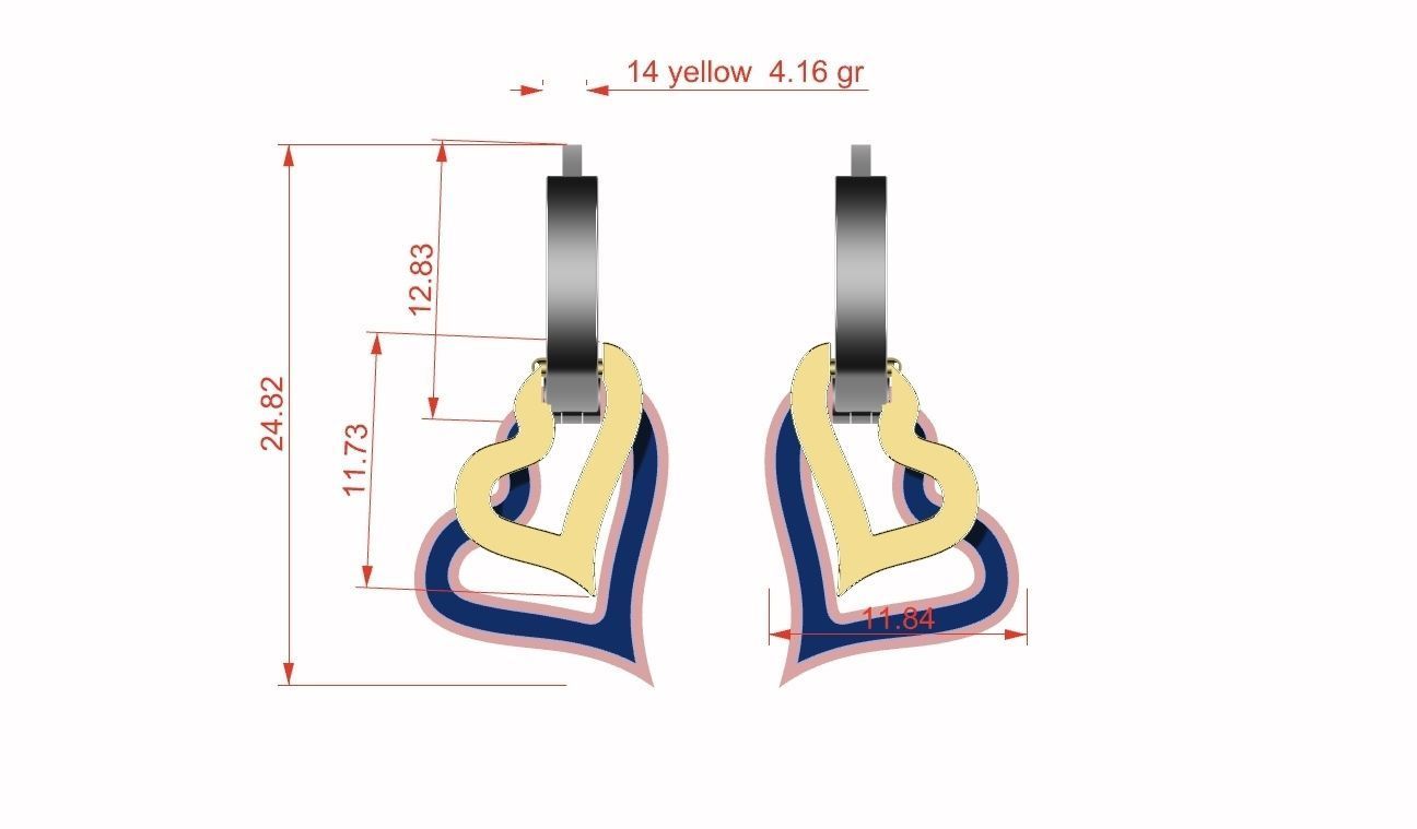 earings   simple   enamel e00022 3D print model_10