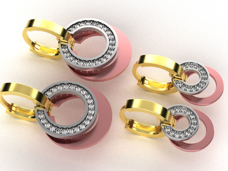 earings   simple   diamond 2 part big and small e00023 3D print model_6