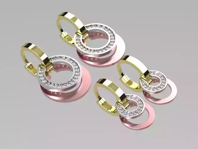 earings   simple   diamond 2 part big and small e00023